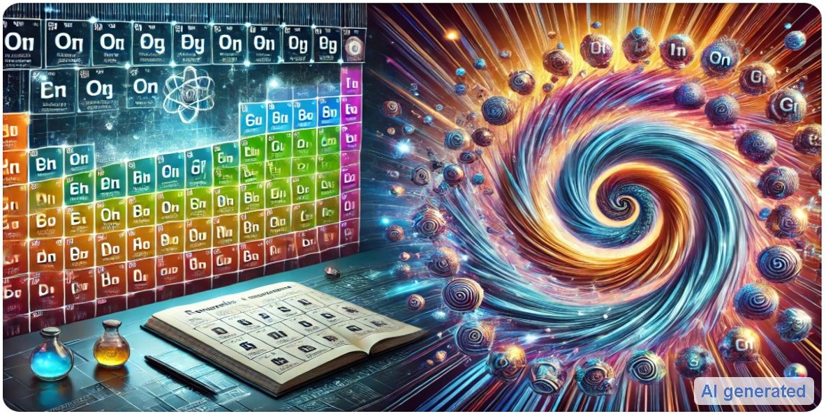 Im Bild sind das Periodensystem von Mendelejew und Russel dargestellt. 
Mendelejew zeigt eine Matrixsystem. Russel eine Spiralform.